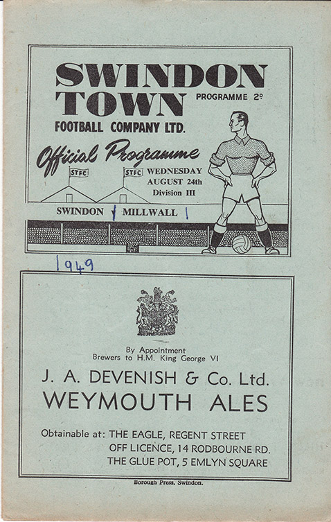 <b>Wednesday, August 24, 1949</b><br />vs. Millwall (Home)